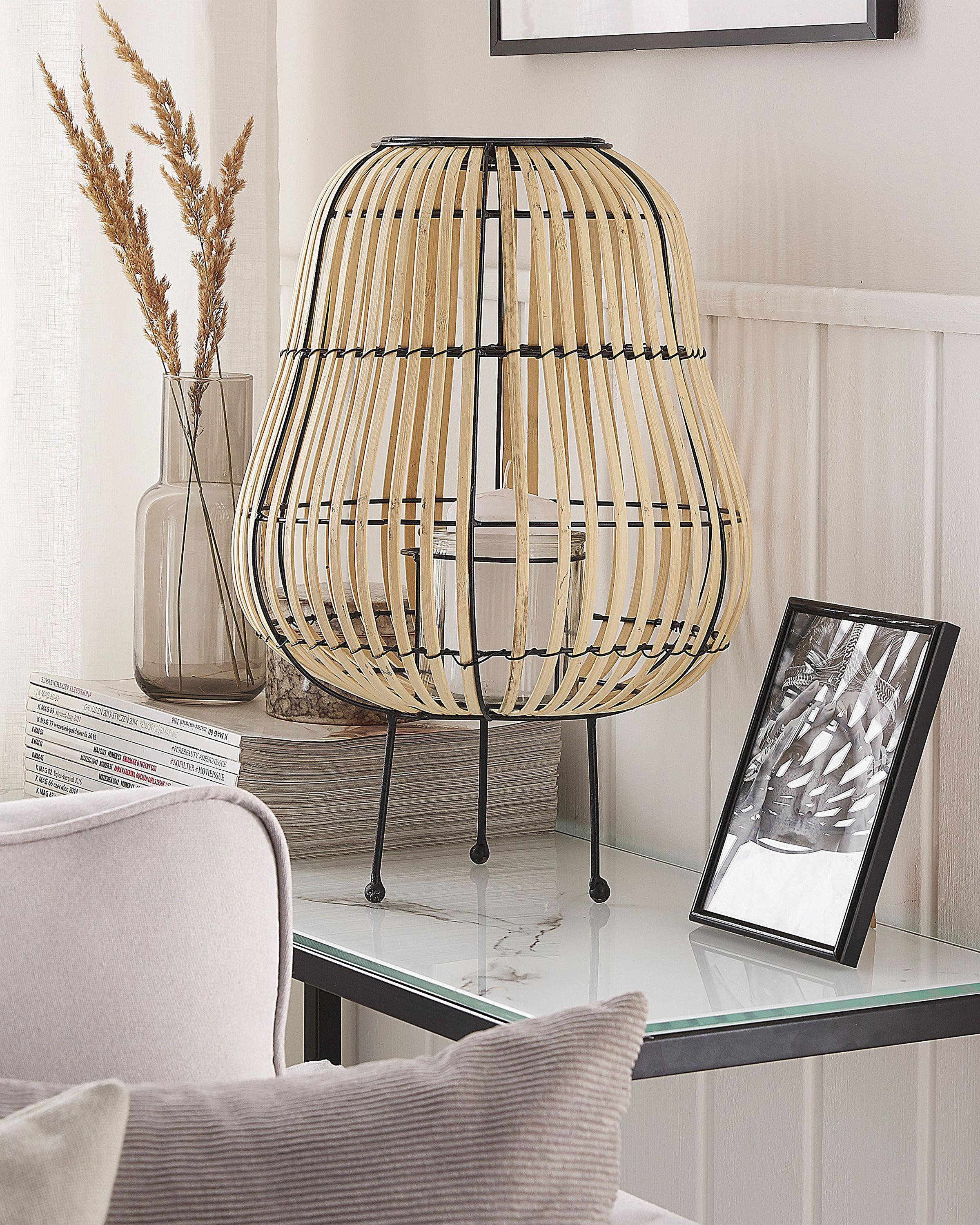 Lantern BERKNER Willow Wood 44 cm Natural