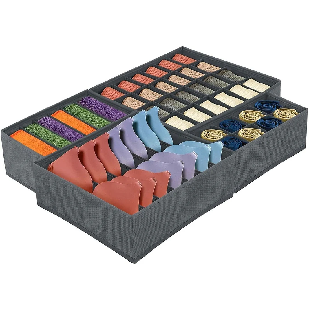 4 Pcs Foldable Underwear Closet Organizer Storage Box