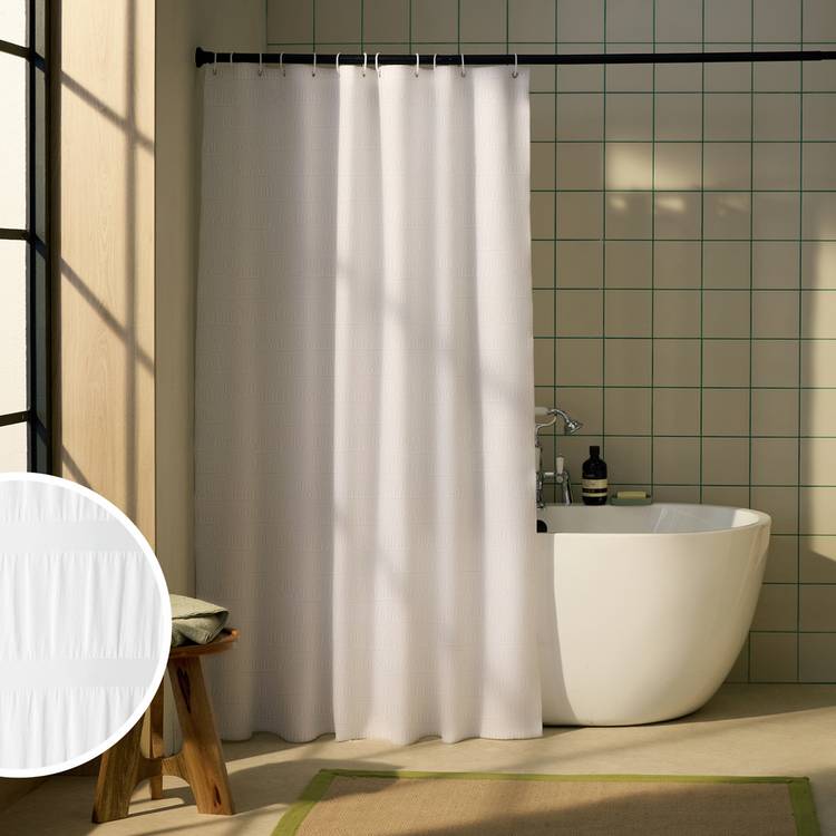 Habitat Seersucker Shower Curtain - White