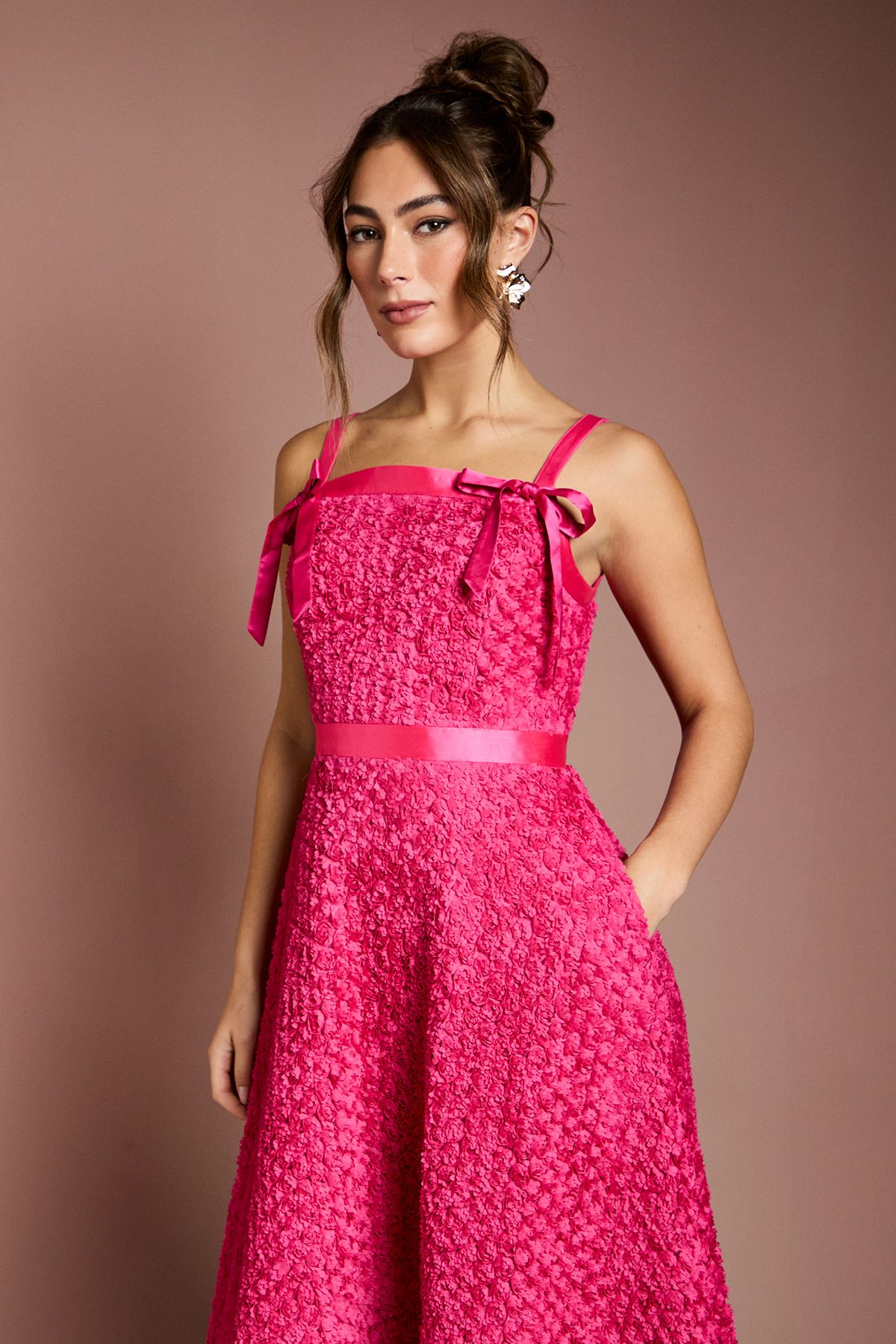 Coast 3D Flower Strappy Midi Dress