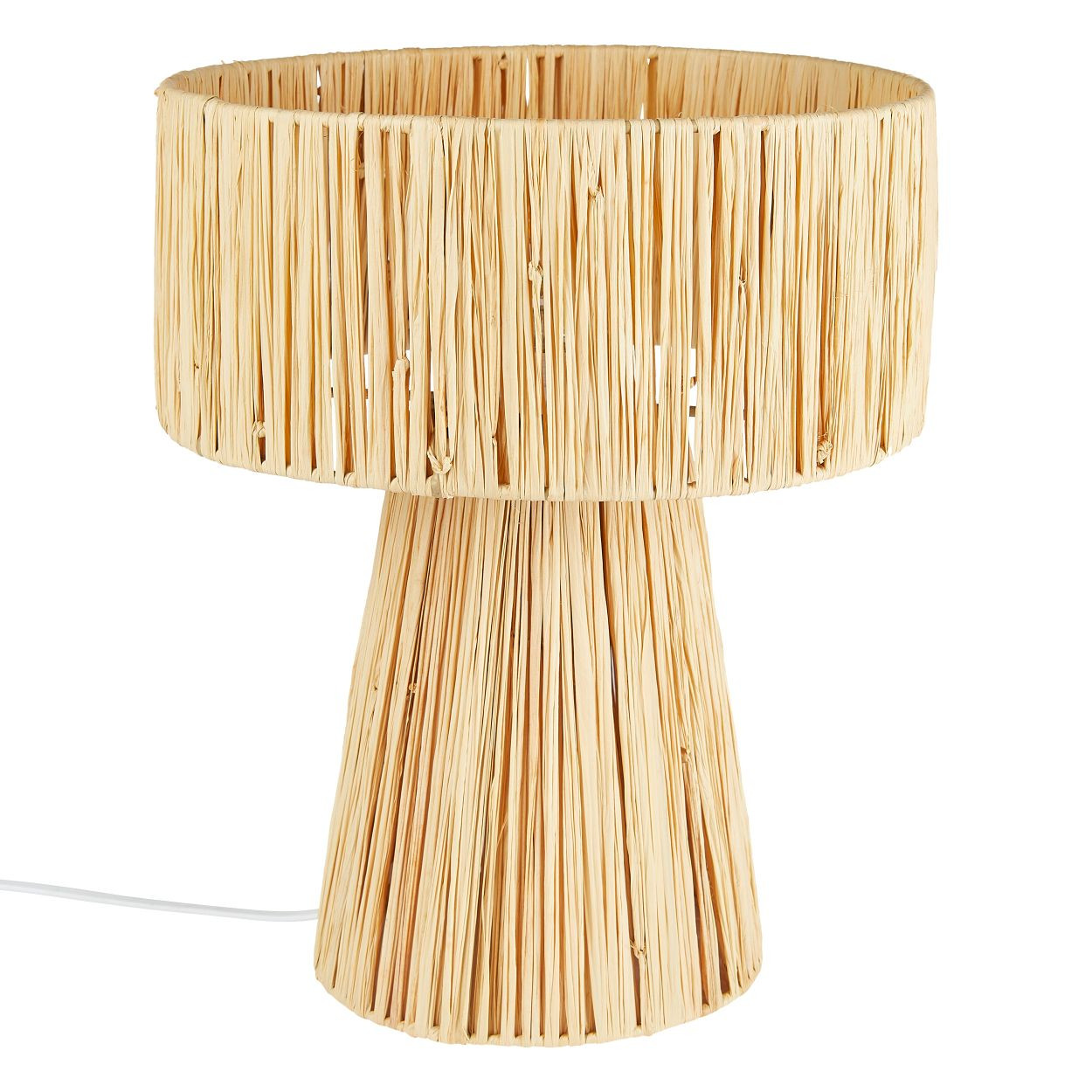 Lampka stołowa Orane z rafii beżowa 34x28 cm nowoczesna biurko