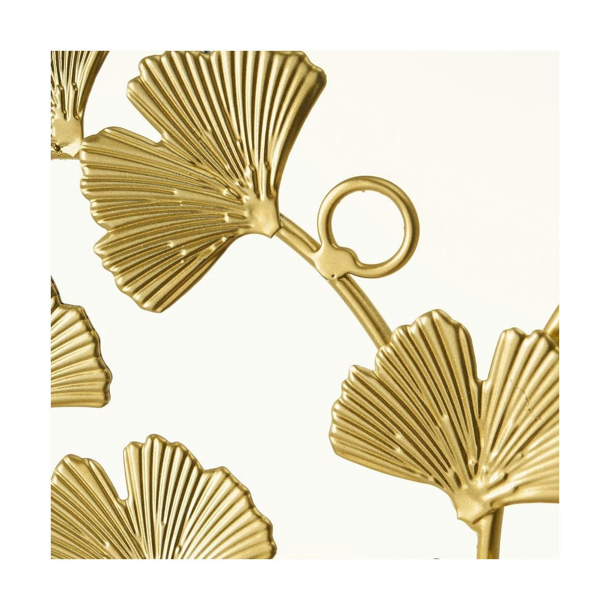 FEUILLES - Décoration murale ronde feuilles en métal doré 48x51cm