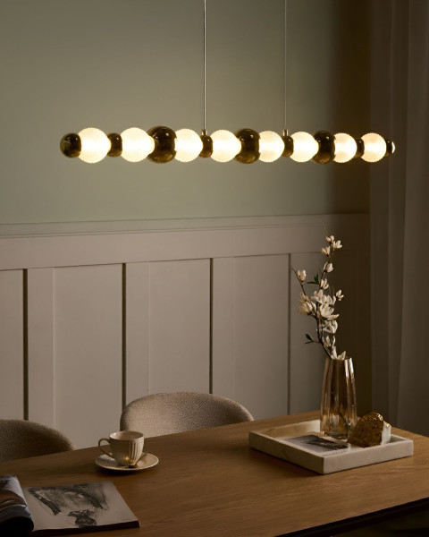 Lampa wisząca LED szklane klosze metalowa baza złota