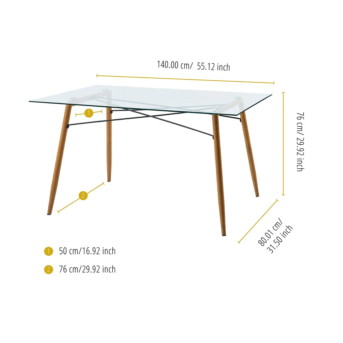 Versanora - Minimalista Glass Dining Table