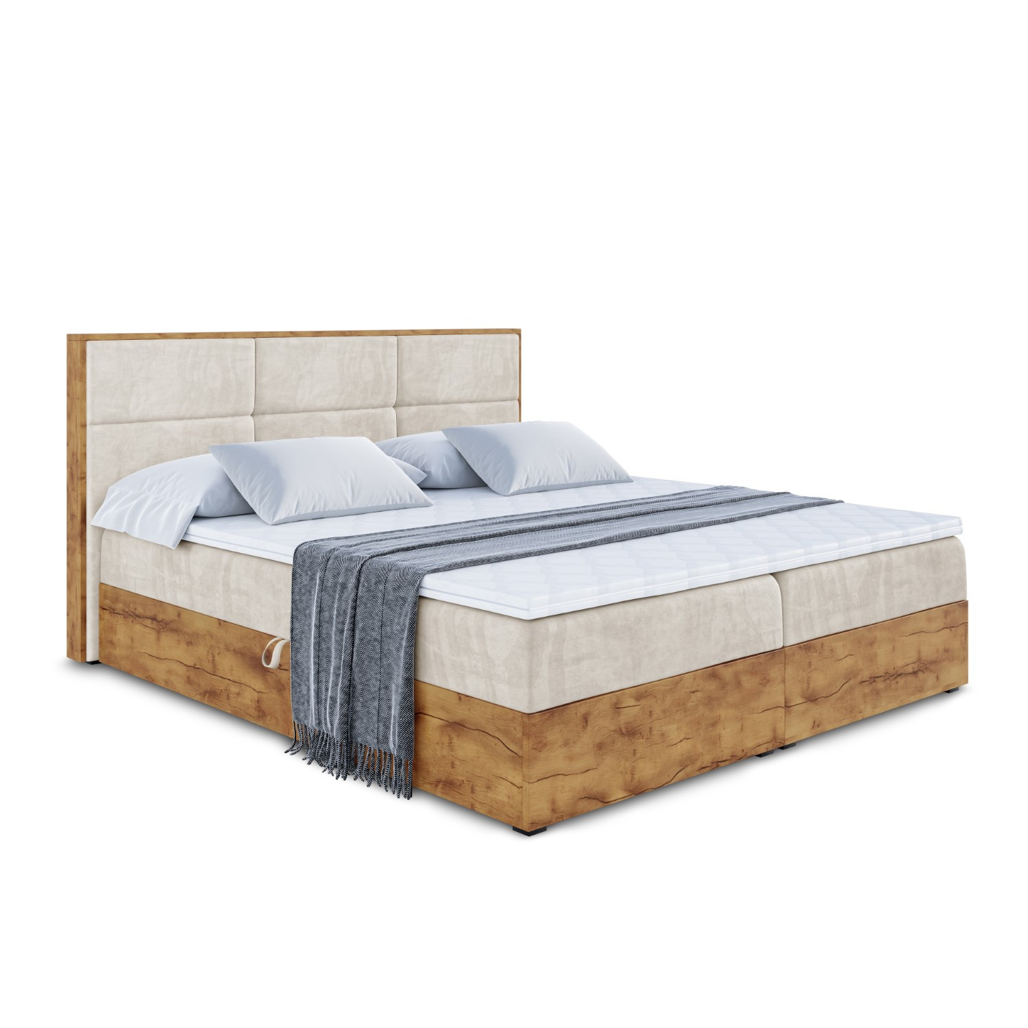 Łóżko kontynentalne z pojemnikiem i materacem H3 LOLLI1 - 120x200cm