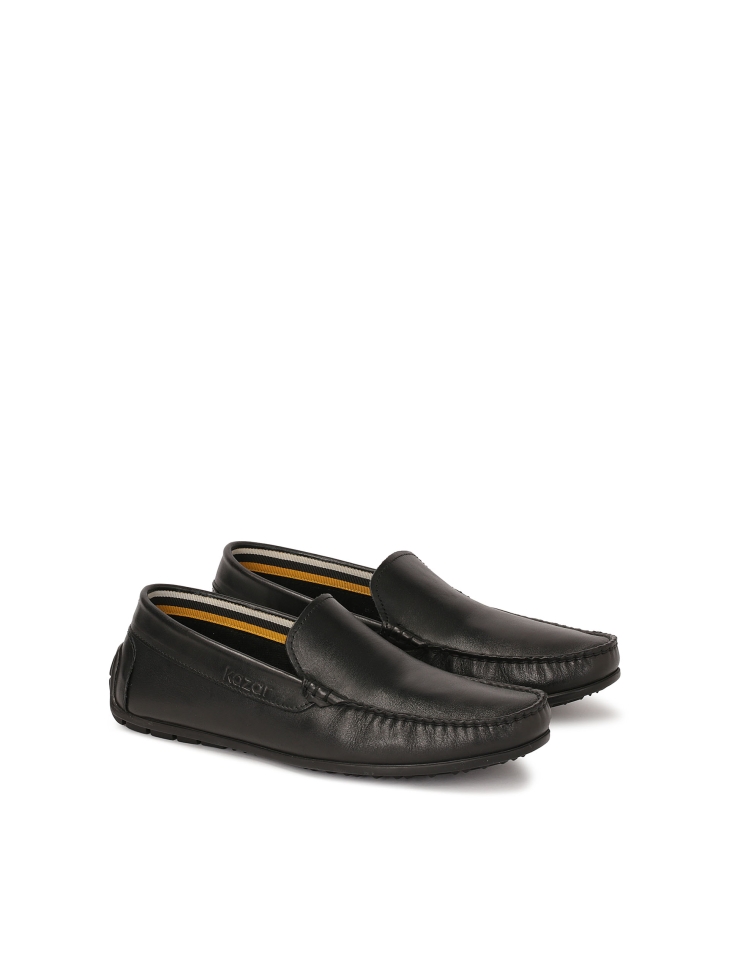 Black leather moccasins
