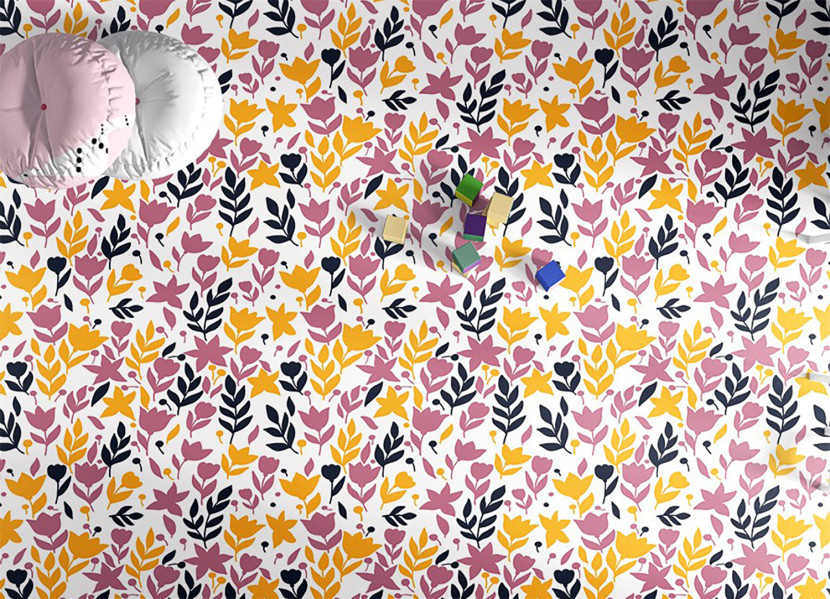 Modny dywan winylowy Abstrakcyjne kwiatuszki 60 x 90 cm