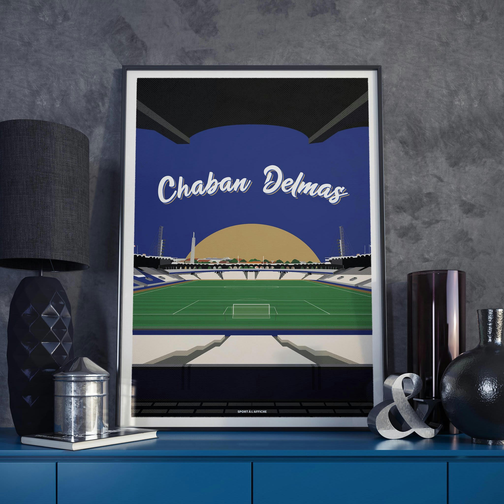 BORDEAUX - Affiche Stade Foot - Stade Chaban Delmas Bordeaux - 30 x 40 cm