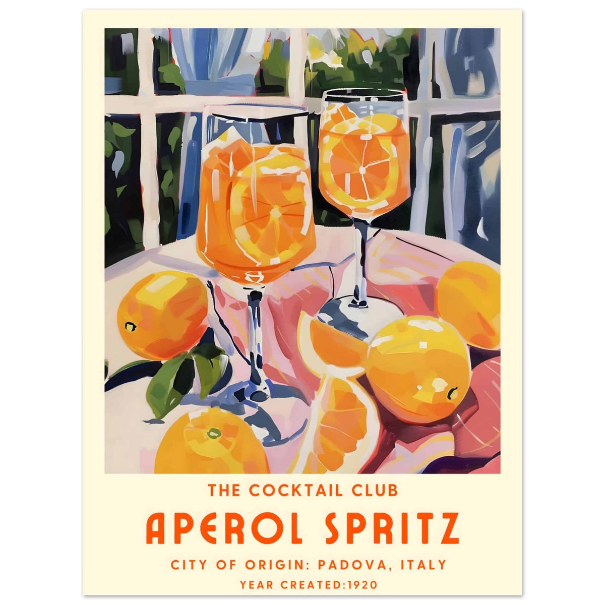 Artfulprints Poster Aperol Spritz - The cocktail club II  - 30x40 cm - Oranje