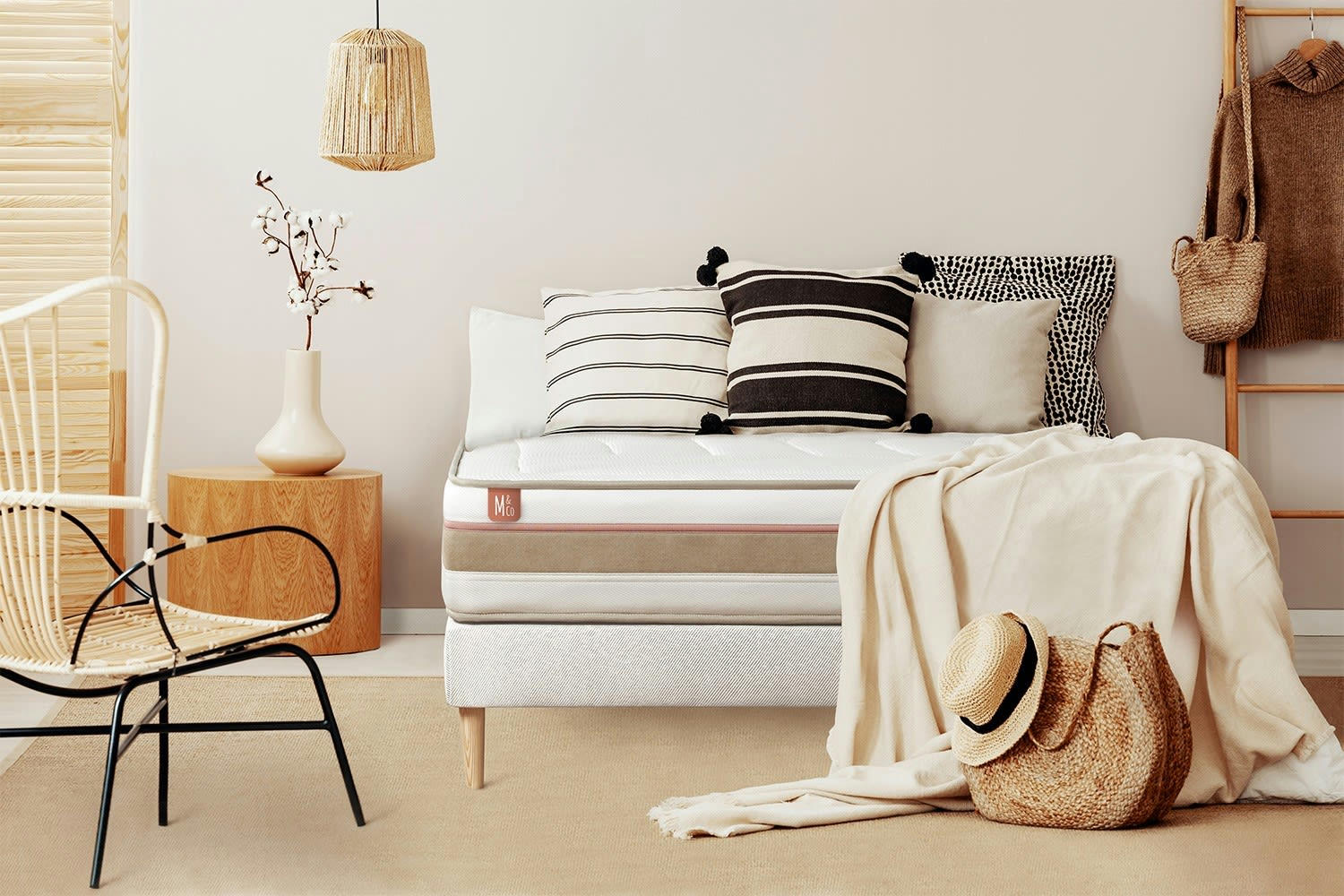 LE TENDRE - Ensemble 200x200 Ressorts et mémoire de forme - sommier kit