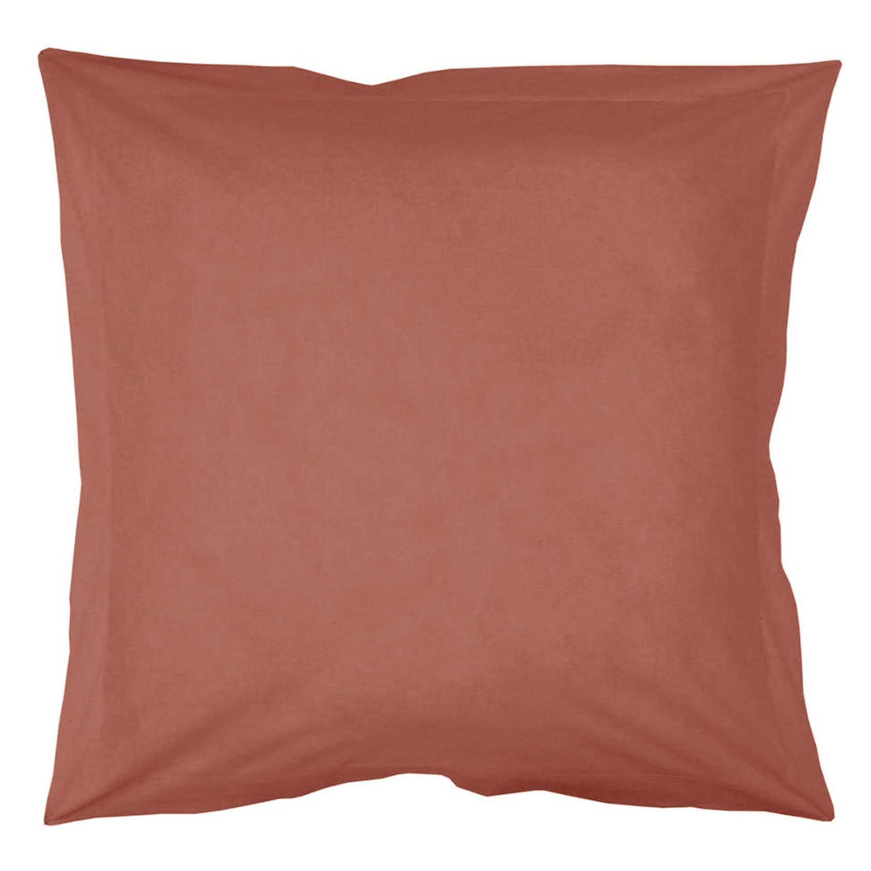 - Taie d'oreiller unie en coton bio terracotta 65x65 cm