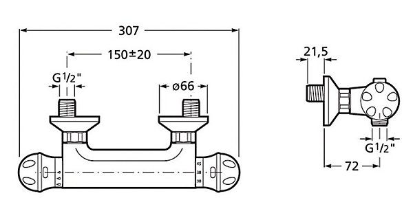 Mitigeur de douche thermostatique mural POLO chromé - ROCA - WM3140T3ZC0C300