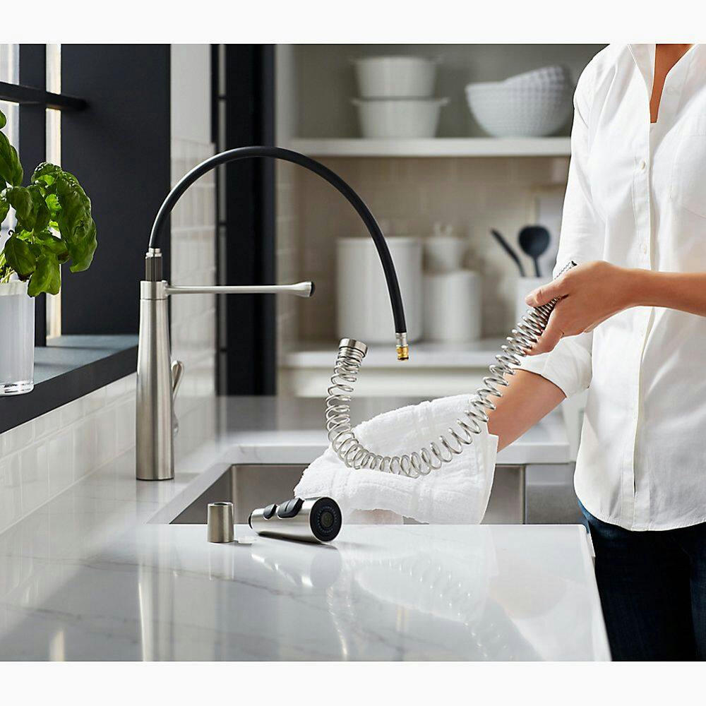 Kohler Simplice® Single Handle Semi Professional Kitchen Sink Faucet, Vibrant Stainless