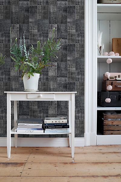 ESTAhome papier peint motif kilim noir 53 cm x 10.05 m