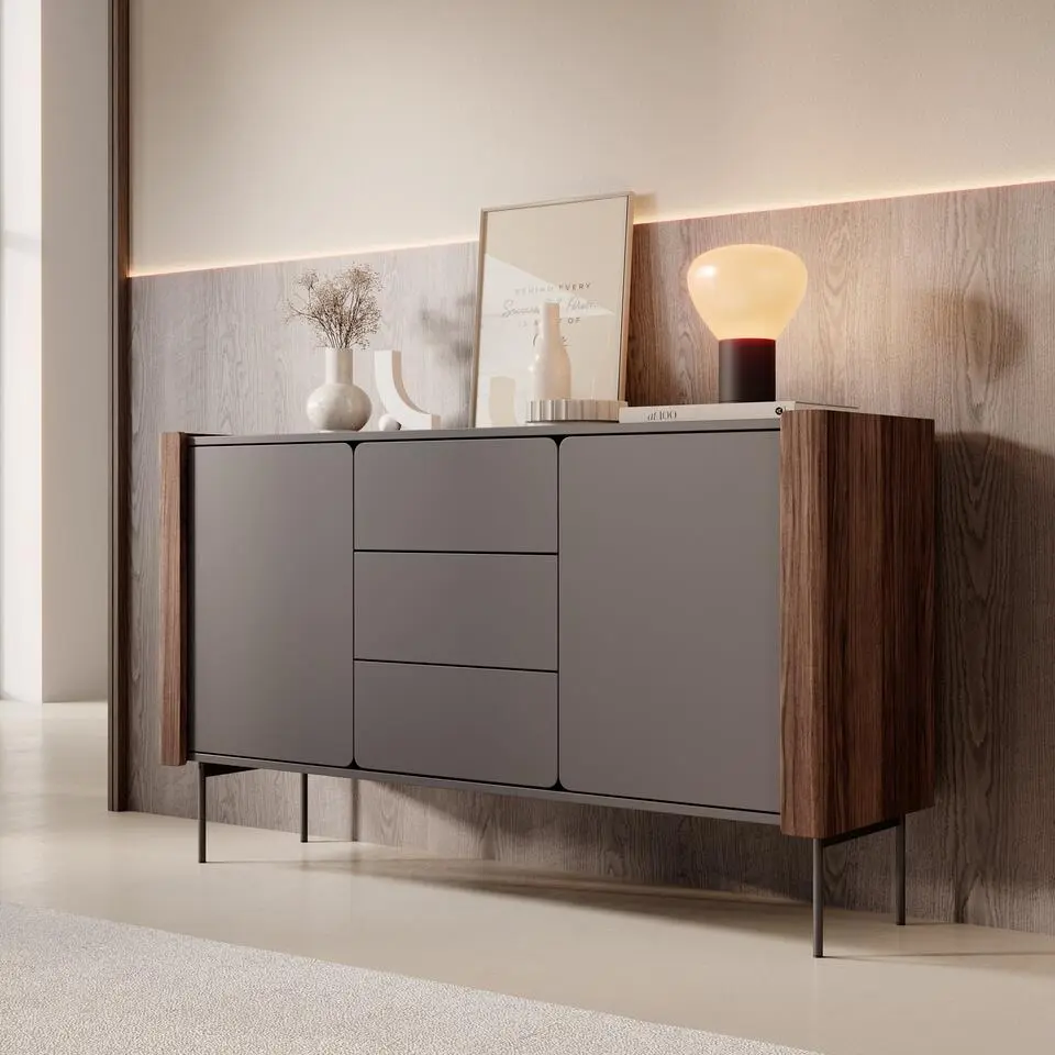 Meubella - Lux - Dressoir - Zwart - 142x40x83 cm