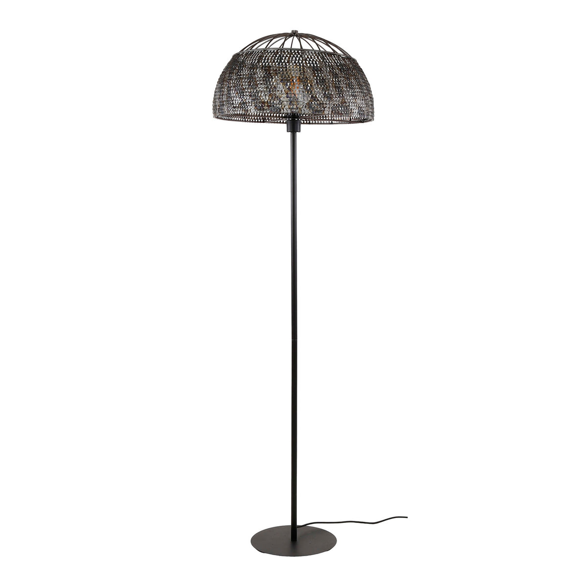 Giga Meubel Vloerlamp Armor Open - Zwart/Bruin - 1-Lichts - Ø50x180cm