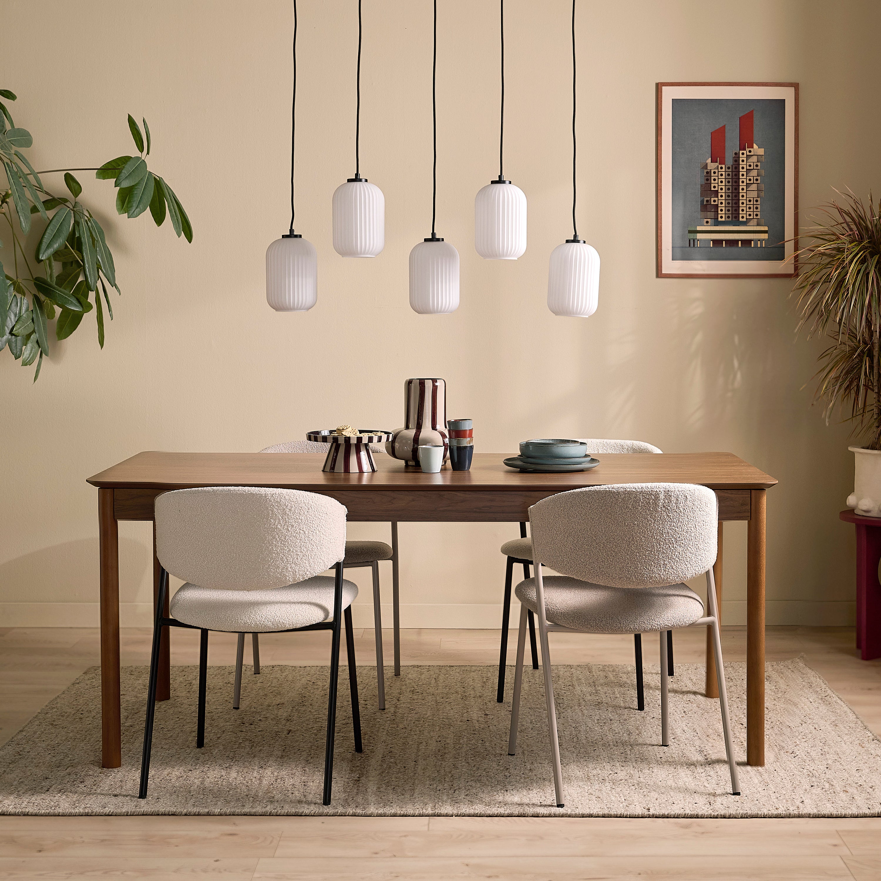 Blokker Ribba Hanglamp - 5 Lichts - Opaalglas