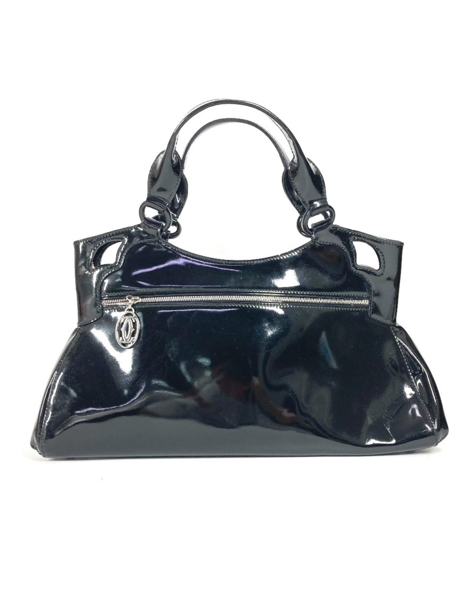 Cartier Preloved Patent Leather Tote Handbag Wo - Black
