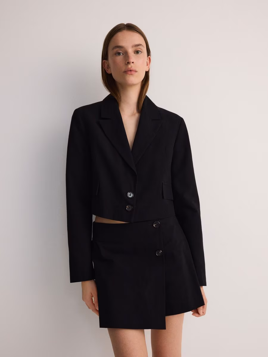 Viscose Blend Cropped Blazer