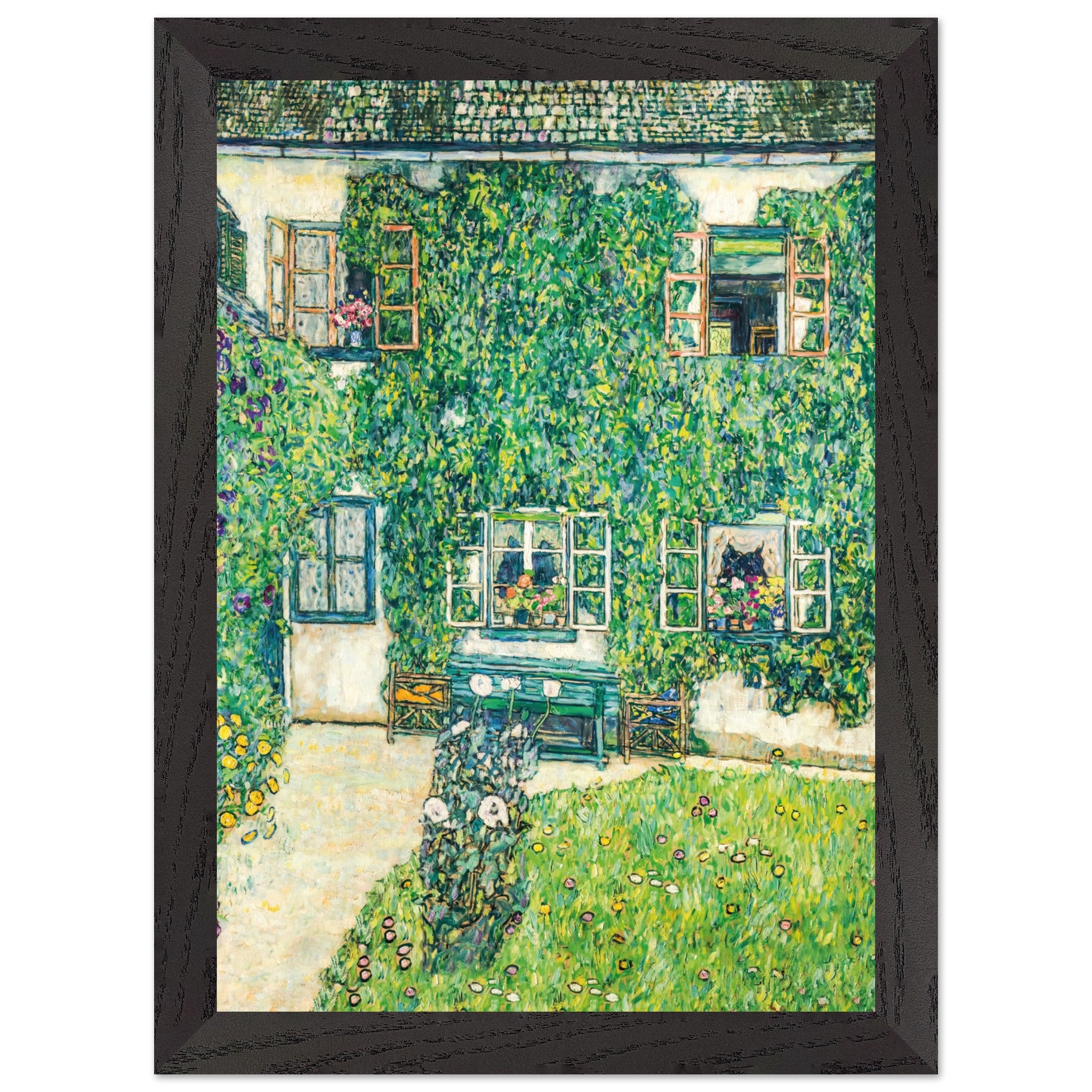 Artfulprints Poster met Lijst Gustav Klimt - The house of Guardaboschi  - A4 21x29.7 cm - Groen