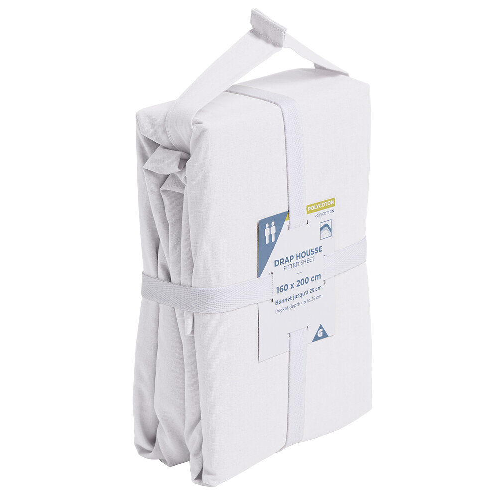 Drap housse 160x200cm polycoton blanc
