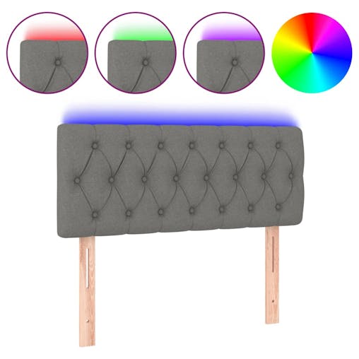 NNEVL LED Headboard Dark Grey 100x7x78/88 cm Fabric