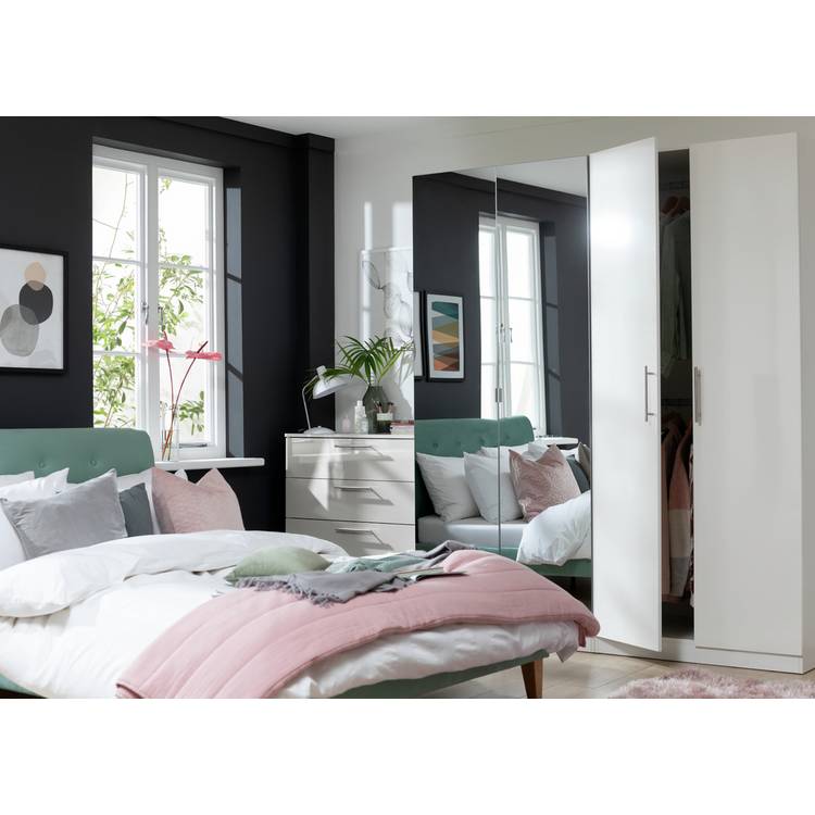 Habitat Munich 4 Door 2 Mirror Wardrobe - White