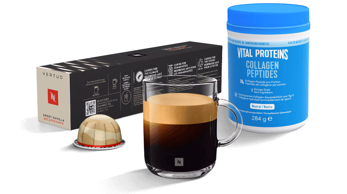 Sweet Vanilla Decaffeinato I Collagen Peptides Bundle I Nespresso