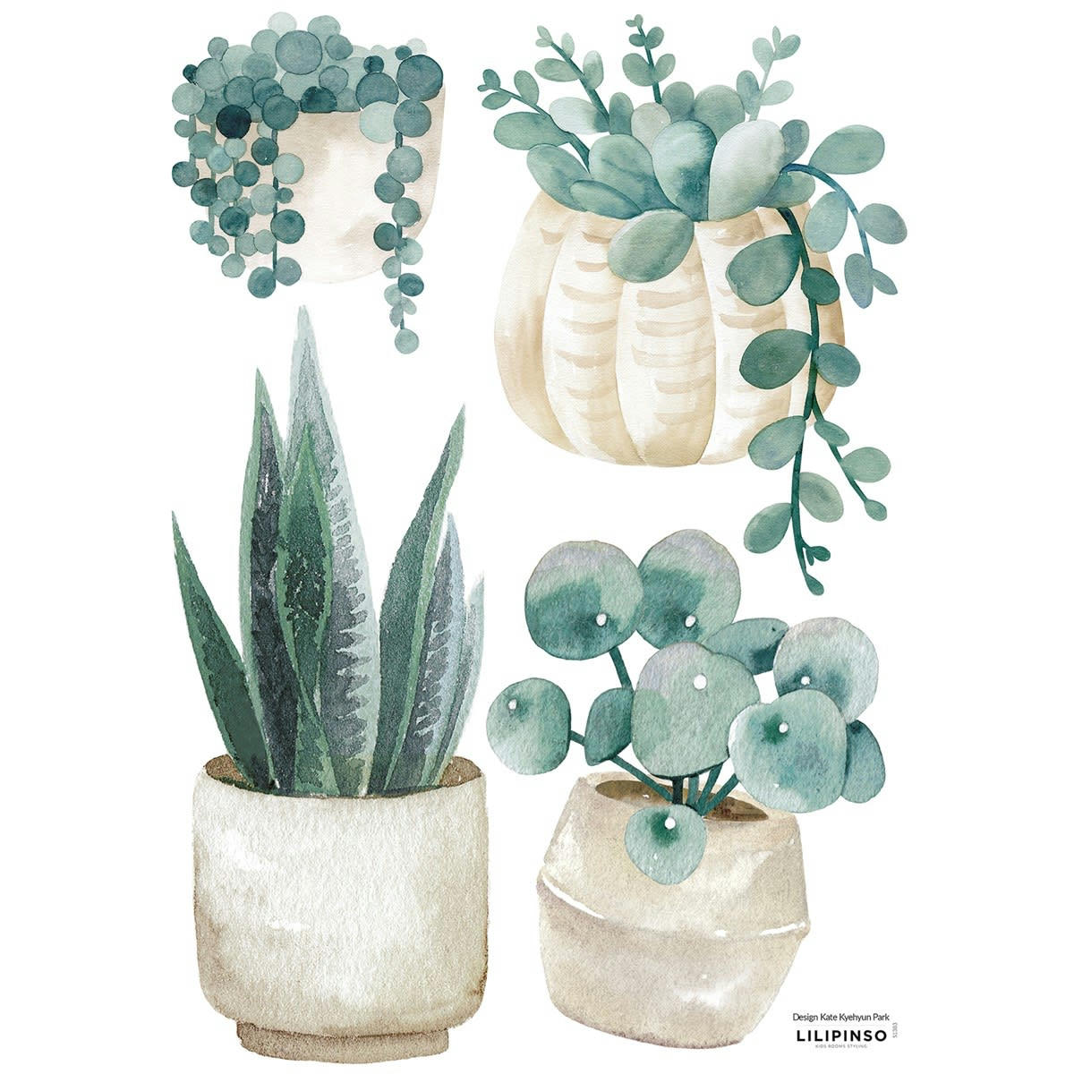 GREENERY - Stickers plantes en Vinyle mat Vert