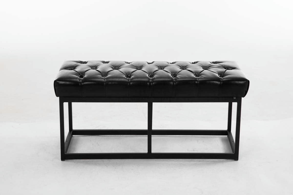 AMUN - Banquette avec pieds en métal assise en similicuir Noir