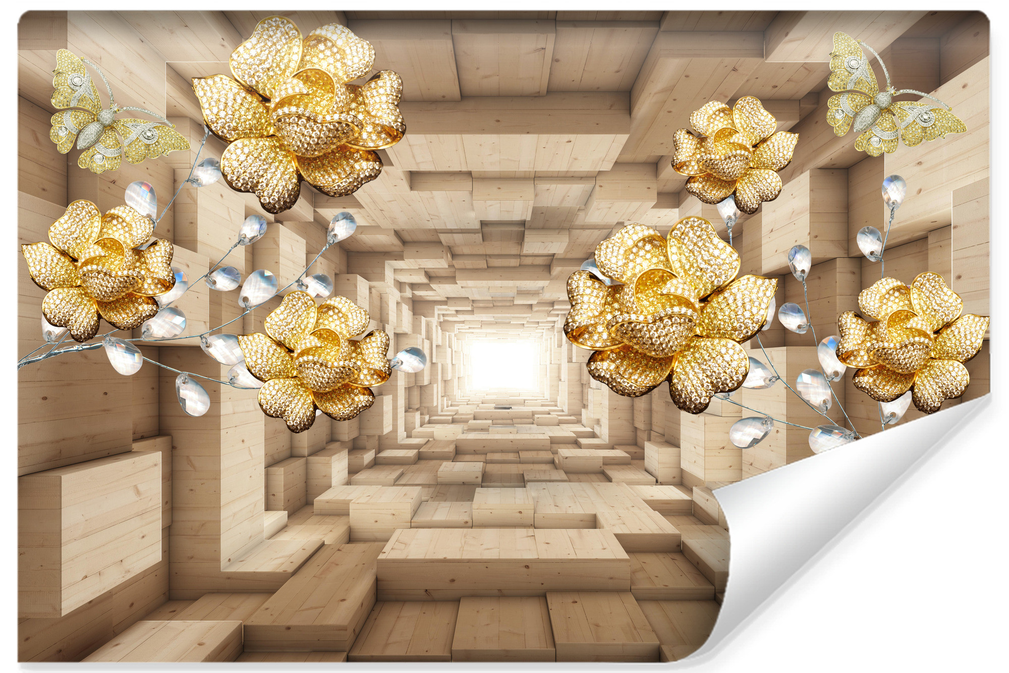 Fototapeta Ścienna TUNEL 3D Abstrakcyjne Kwiaty 90x60cm