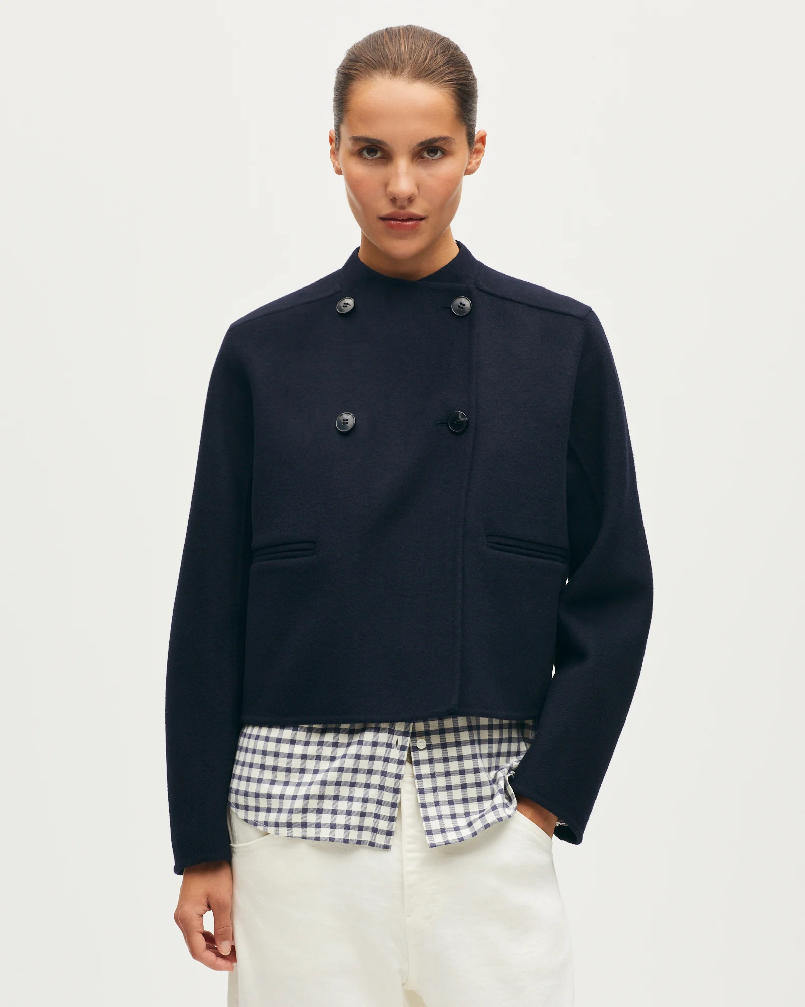 Blouson court double face avec laine