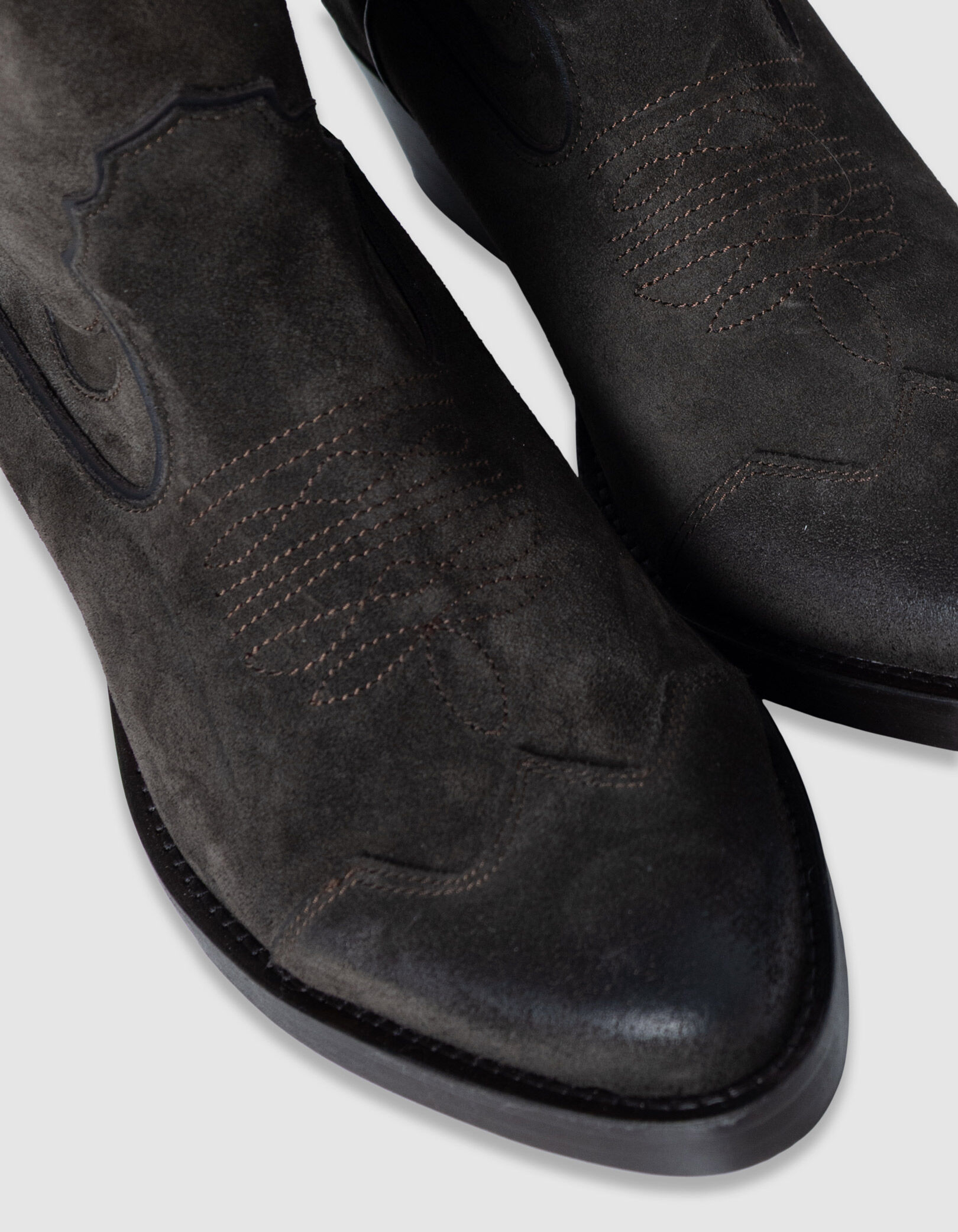 Bottes santiags marron cuir velours Femme