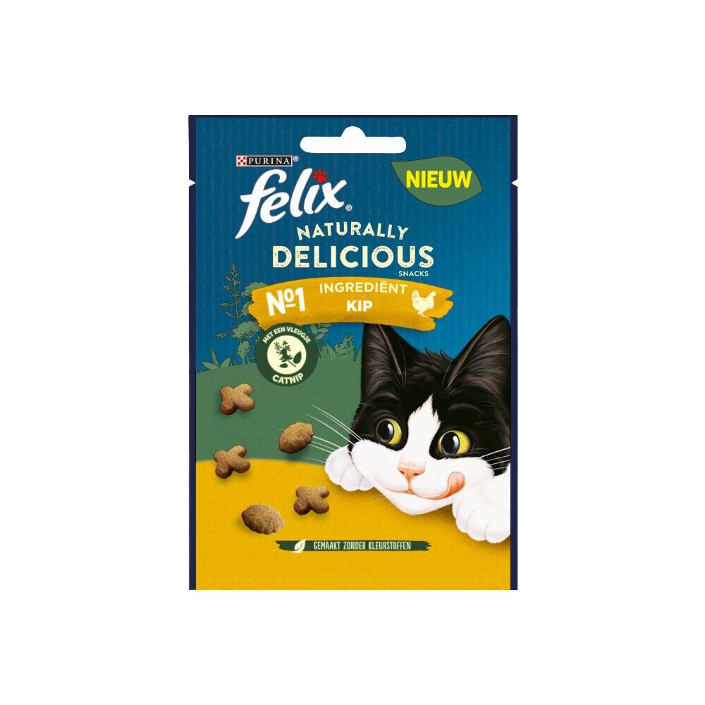 Friandise pour chat Félix delicious saveur poulet et herbe à chat sachet 50g