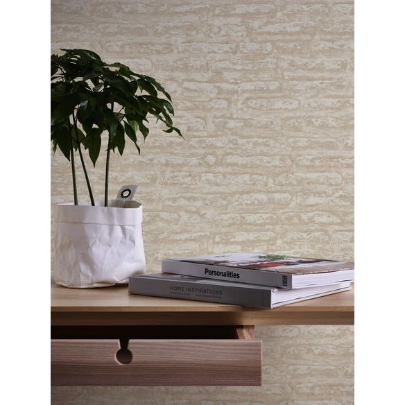 Vliestapete, BxL: 53 x 1005 cm, beige/weiß