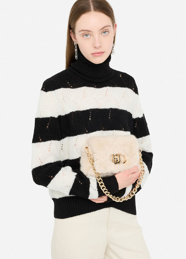 Borsa LaPuffy piccola in pelliccia sintetica