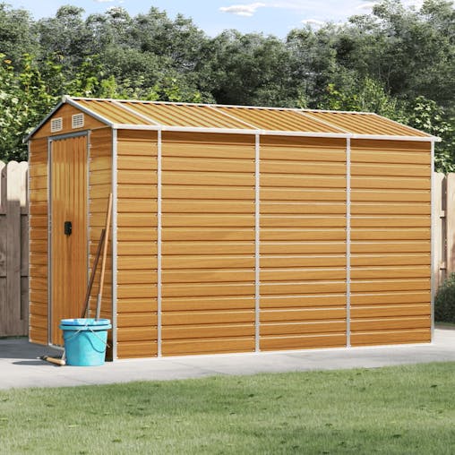NNEVL Garden Shed Light Brown 191x300x198 cm Galvanised Steel