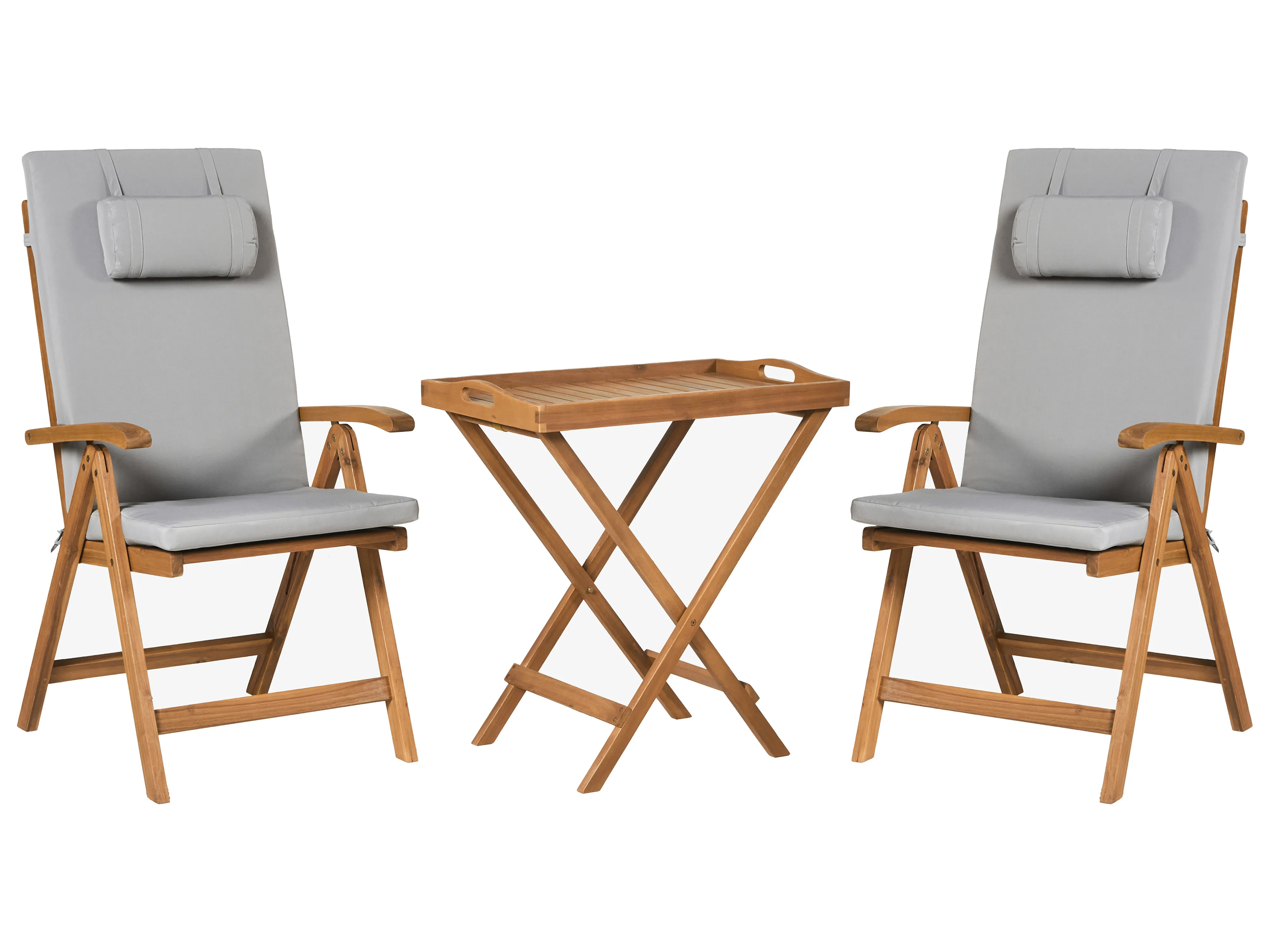 Garden Dining Set 6 Seater JAVA PREMIUM Acacia Wood Light Grey