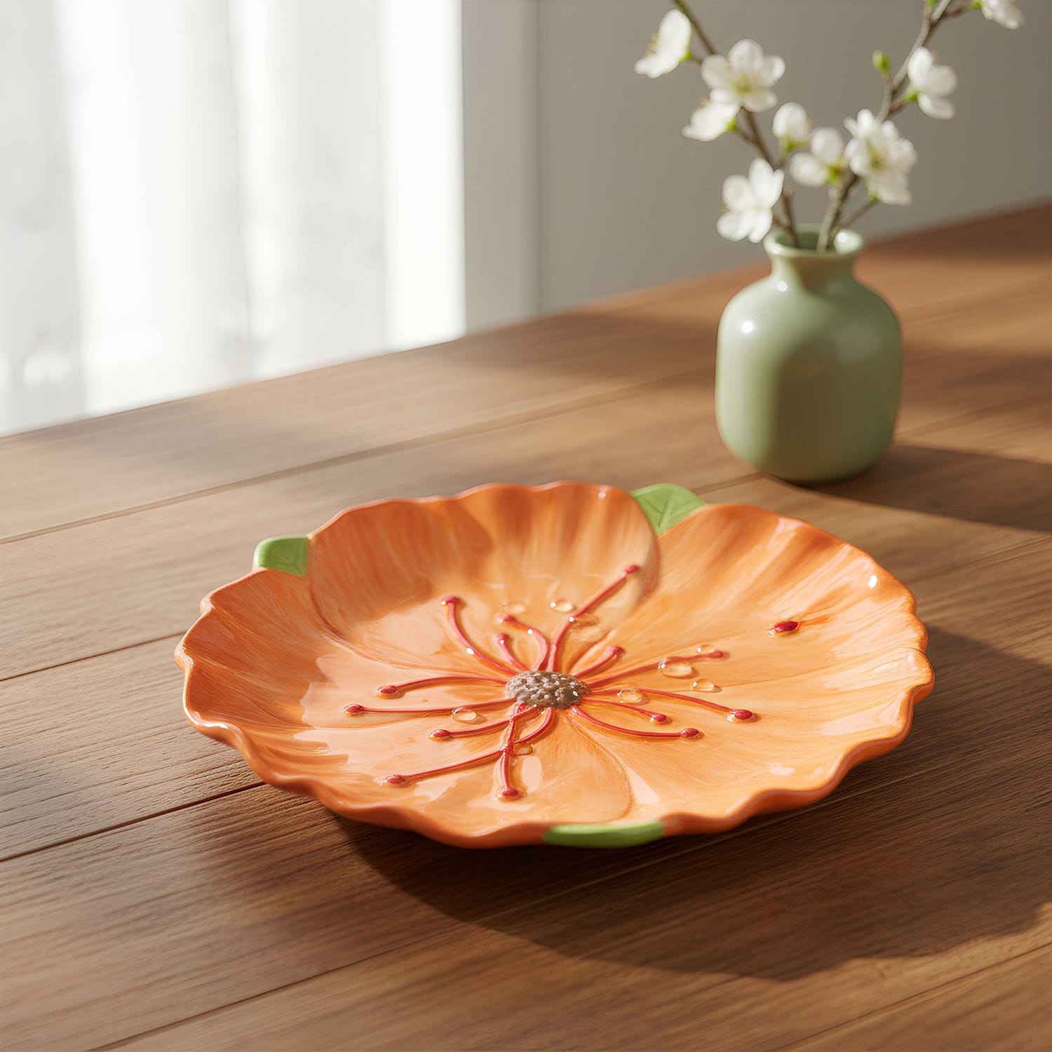 Piattino fiore giallo 20 cm terracotta Florafruit