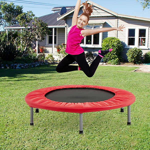 Mini Trampoline Fitness Pliable, Trampoline de Sport pour Intérieur avec Tapis de Sécurité, Charge Max 150KG