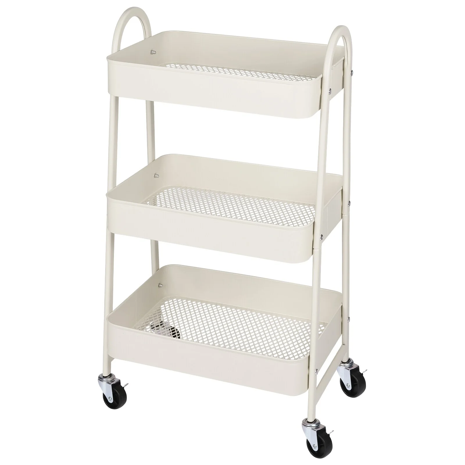 Versatile 3-Tier Rolling Storage Cart - Locking Wheels, Heavy Duty Metal Frame for Home & Office Organization