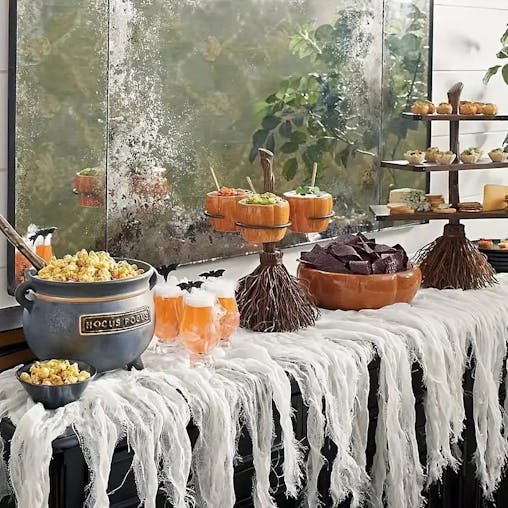 NNETM Mini Resin Pot With Black Stand - Witch Cauldron Serving Set
