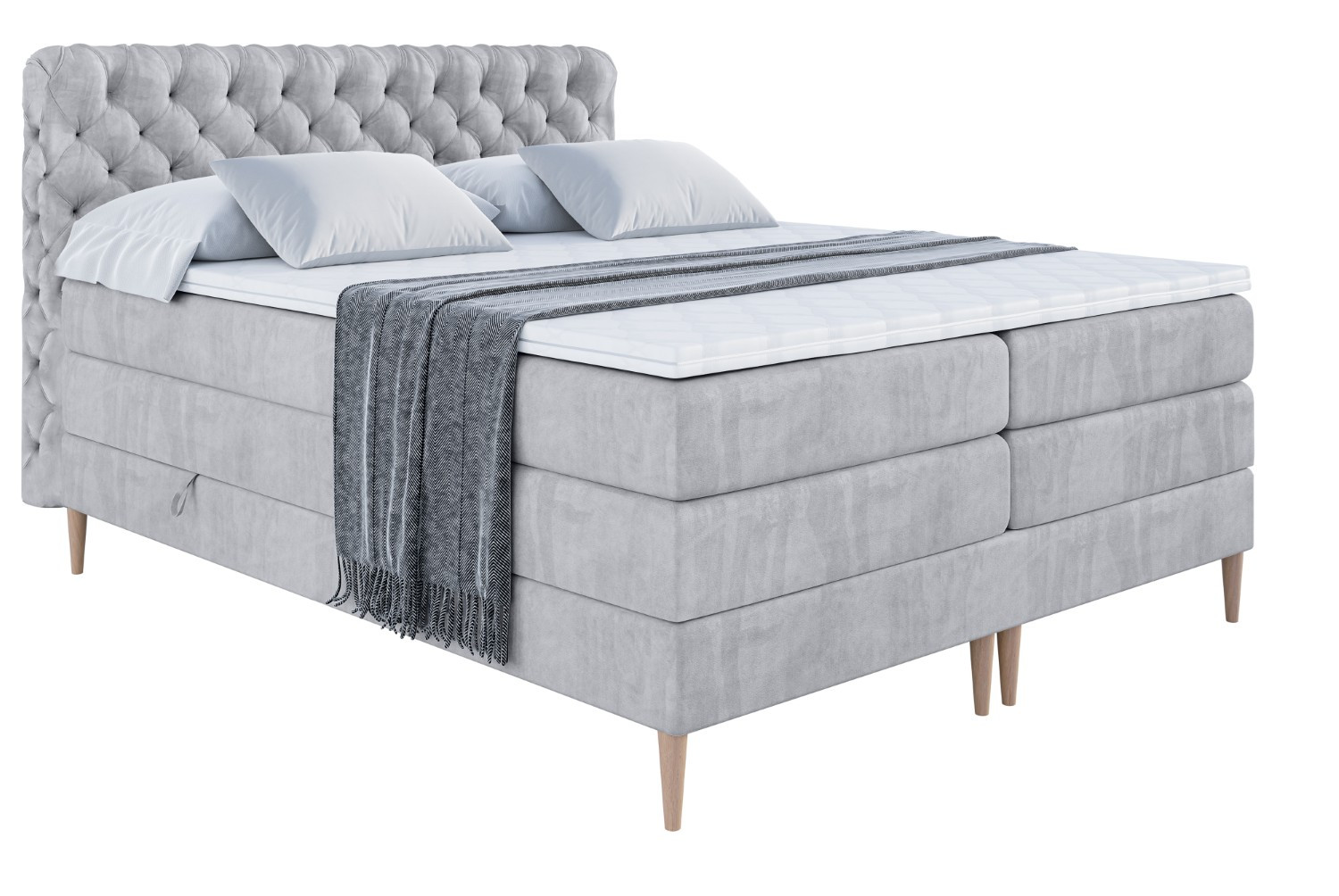 Łóżko kontynentalne - pojemnik, materac, nóżki BOXI8-FD KING 120x200cm