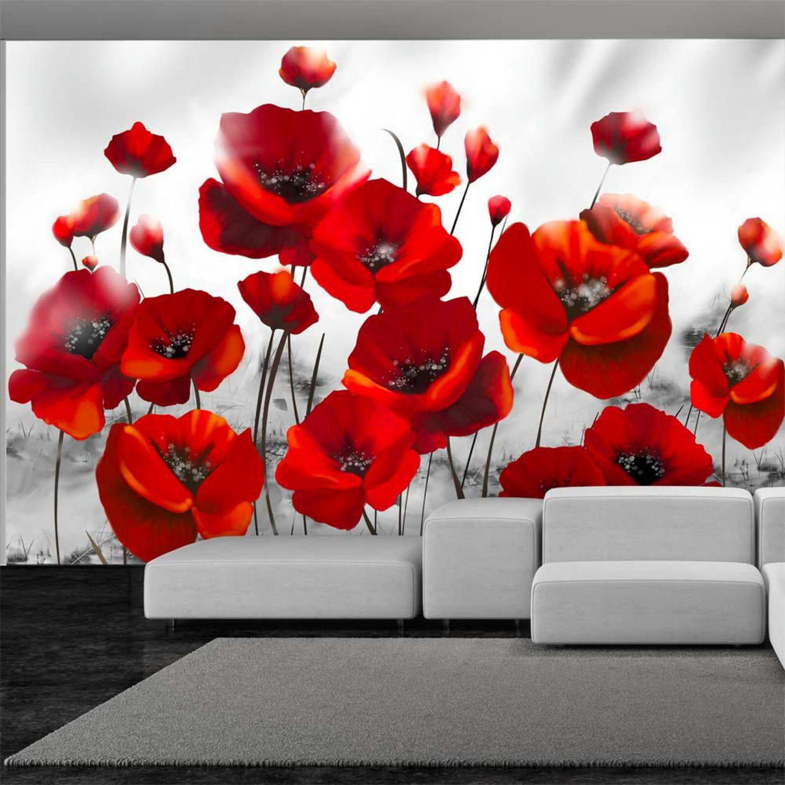 - Papier peint coquelicots au clair de lune 350 x 245 cm