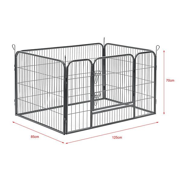 Enclos Parc pour Animaux avec Porte 125 x 85 x 70 cm Acier Argenté pro.tec