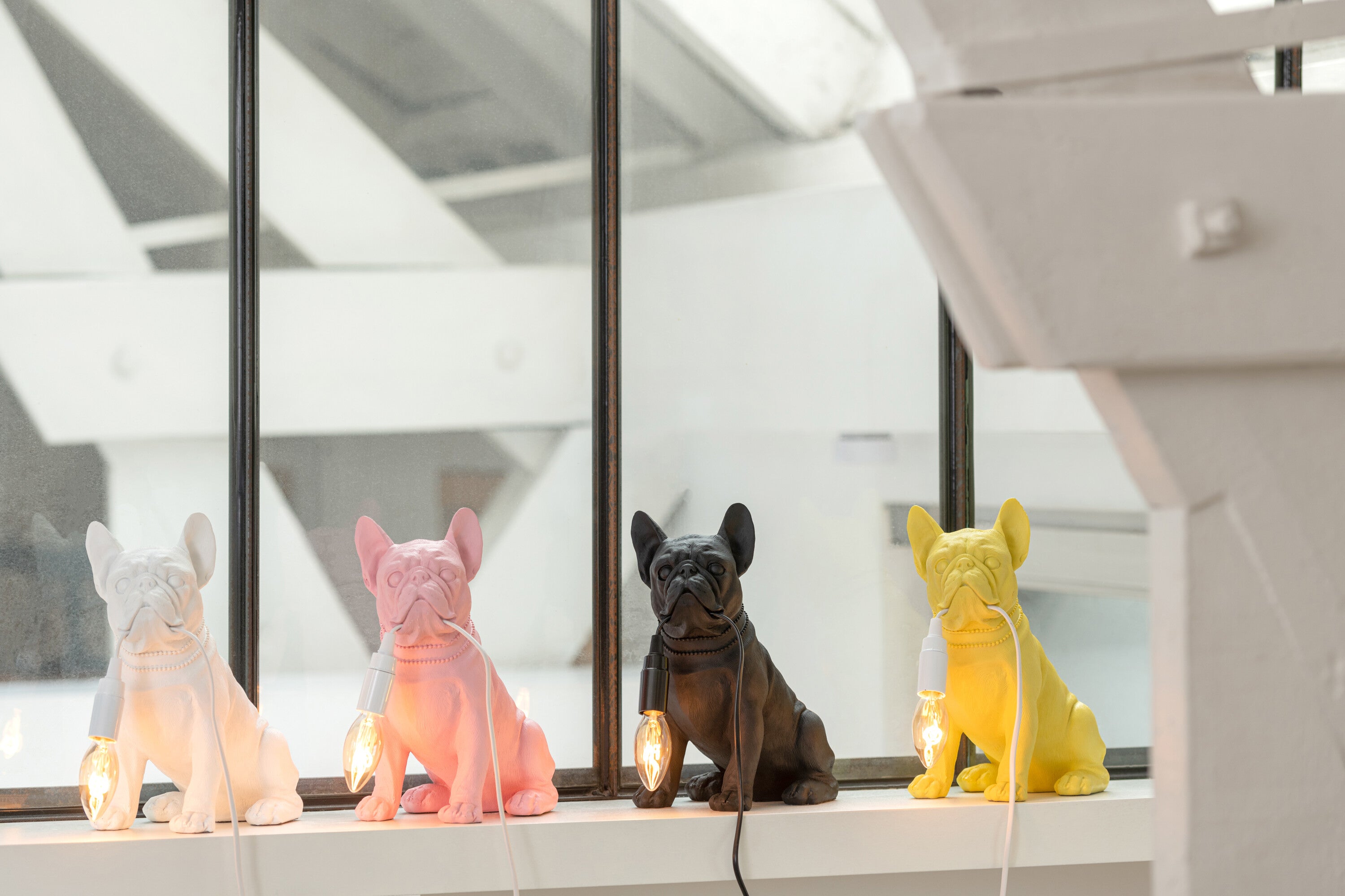 J-Line tafellamp Bulldog - polyresin - wit
