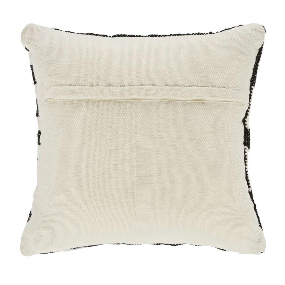 SAGANA - Coussin tissé en polyester recyclé noir et écru 45x45