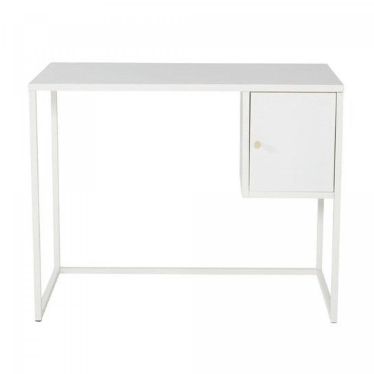 KAPAL - Bureau minimaliste en métal avec placard blanc