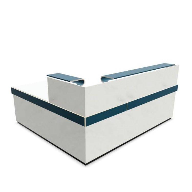 ATLAS - Bureau d'accueil design façade imitation marbre blanc/pétrole