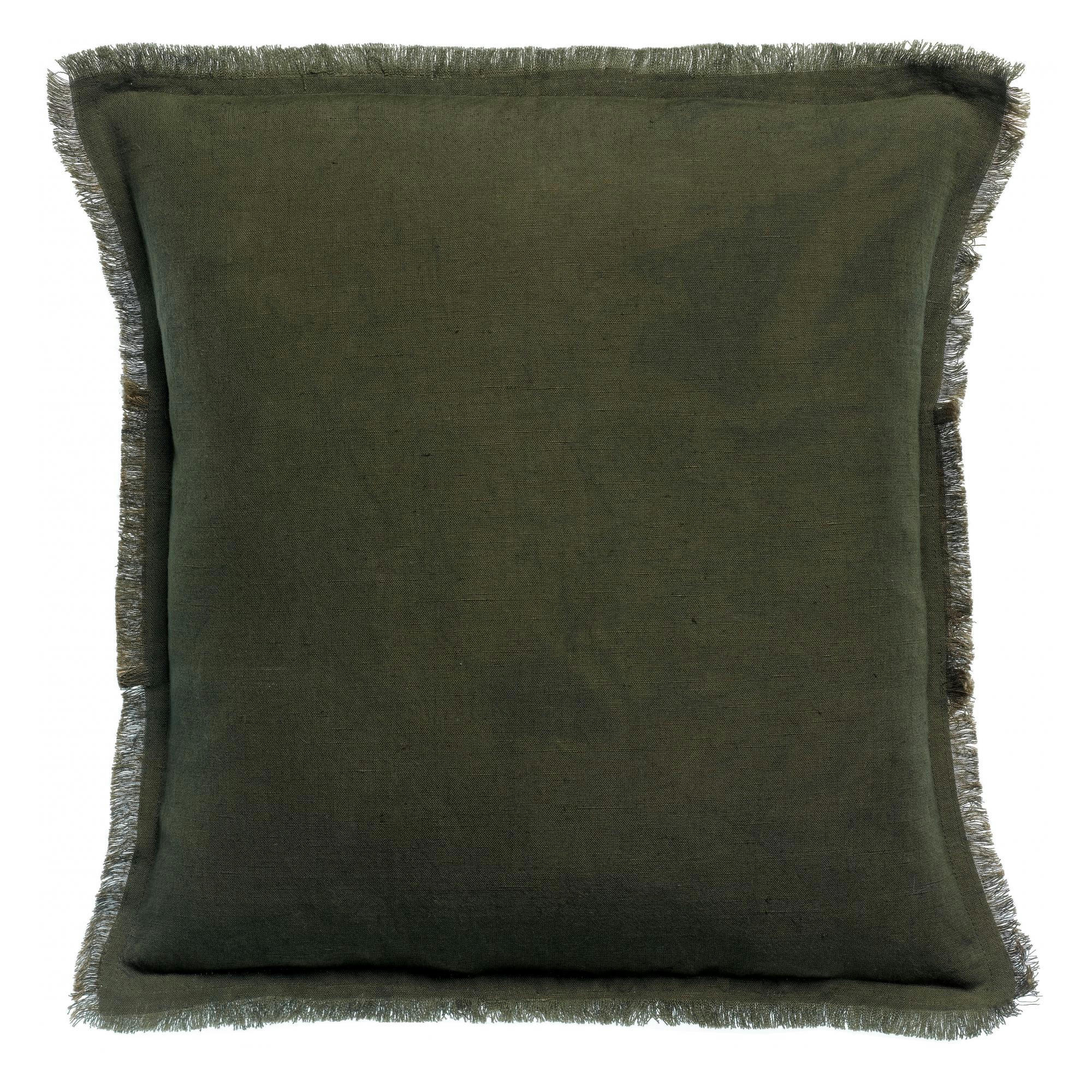 LALY - Coussin uni  en lin olive 45 x 45